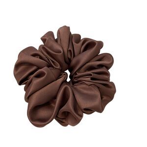 Women's Satin Hair Scrunchie. Brown. Medium. Resort Wear. Special Occasion.